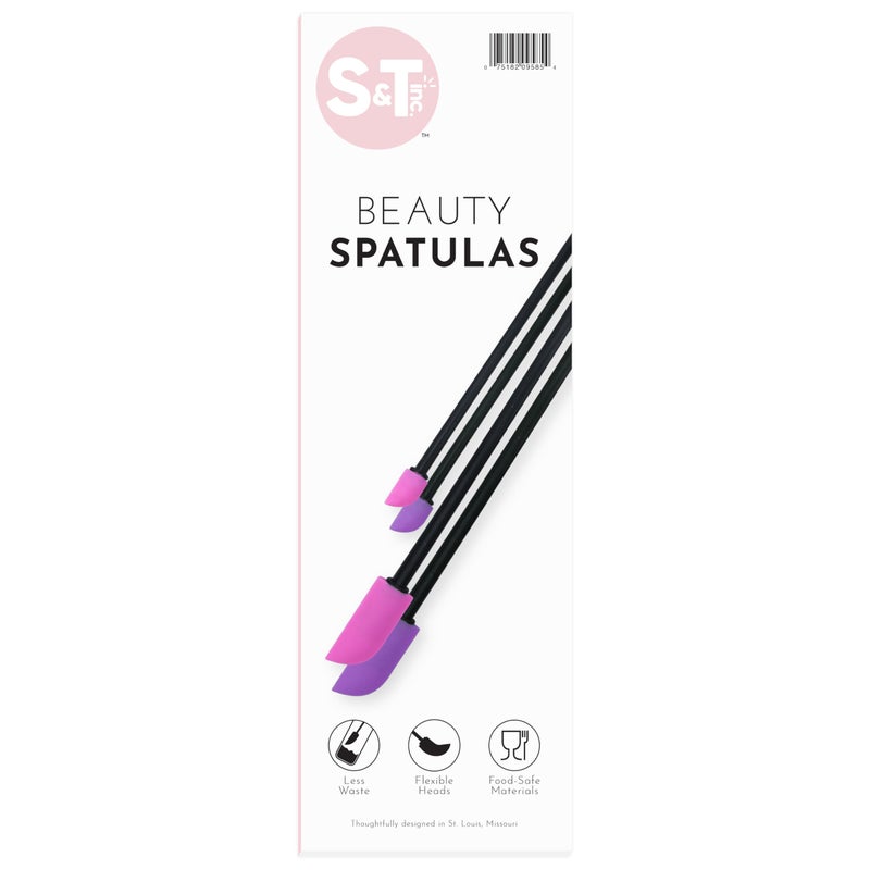 ST INC Makeup Spatula Large and Mini Silicone Spatula Set for Cosmetics Shampoo Hair Care and Skin Care Products 4 Piece Set PinkPurple