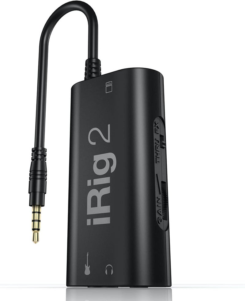 IK Multimedia واجهة صوتية محمولة للجيتار iRig 2، محول صوت خفيف الوزن لجهاز iPhone و iPad مع مدخل آلة ومخارج سماعة/مضخم صوت - Image 1