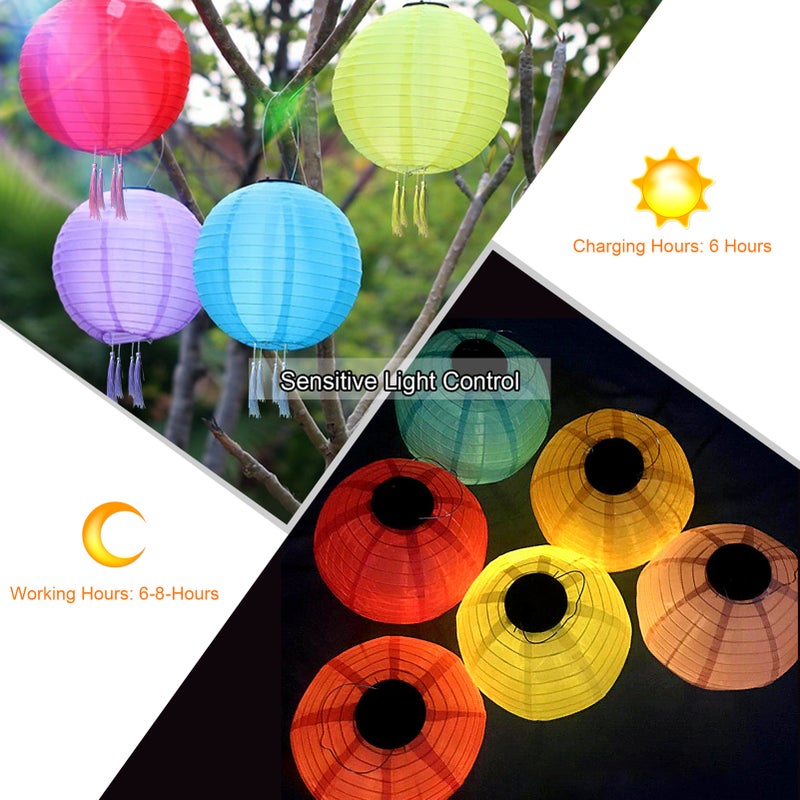 Solar Operated LEDs Outdoor Lantern Hanging Light Decorative Lantern 300mm/ 12inches IP65 Water Resistance Built-in 600mAh Rechargeable Cell for Garden Yard Patio Wedding Party Decoration - Image 4