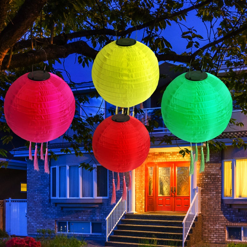 Solar Operated LEDs Outdoor Lantern Hanging Light Decorative Lantern 300mm/ 12inches IP65 Water Resistance Built-in 600mAh Rechargeable Cell for Garden Yard Patio Wedding Party Decoration - Image 5