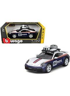 Bburago Bburago Porsche 911 Dakar Roughroads Diecast Model Car (1:24, Blue & White)  - Image 1