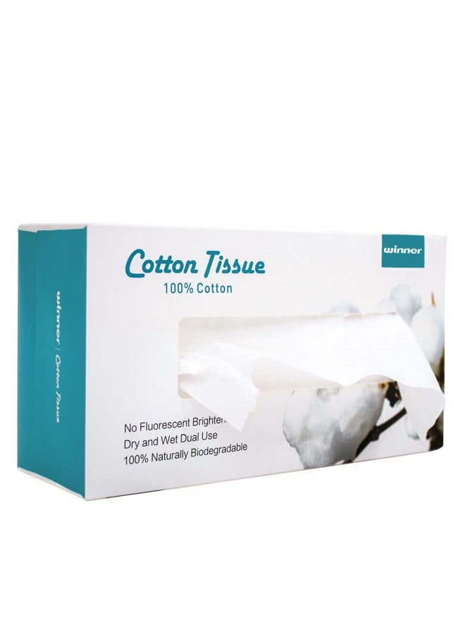 Winner Cotton Face Towels, 100% USDA Biobased Facial Towelettes, Disposable Face Towel XL, Odor-Free, Ultra Soft Makeup Remover Wipes for Sensitive Skin, Biodegradable, 100 Ct, Pack of 1 - Image 1