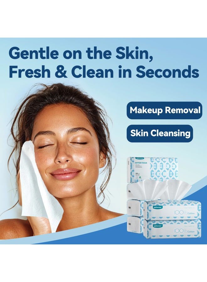 Winner Cotton Face Towels, 100% USDA Biobased Facial Towelettes, Disposable Face Towel XL, Odor-Free, Ultra Soft Makeup Remover Wipes for Sensitive Skin, Biodegradable, 100 Ct, Pack of 1 - Image 4