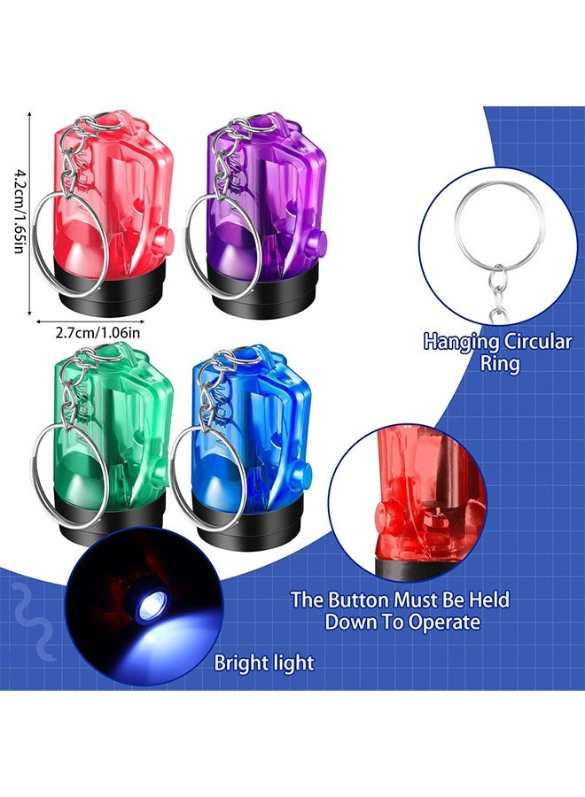 اتش واي 12 قطعة سلاسل مفاتيح مصباح يدوي صغير ، سلاسل مفاتيح LED للأطفال بألوان متنوعة 1.5 بوصة سلاسل مفاتيح محمولة باليد لهدايا حفلات التخييم - Image 2