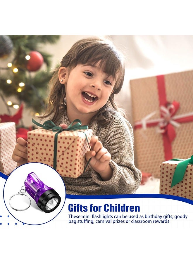 اتش واي 12 قطعة سلاسل مفاتيح مصباح يدوي صغير ، سلاسل مفاتيح LED للأطفال بألوان متنوعة 1.5 بوصة سلاسل مفاتيح محمولة باليد لهدايا حفلات التخييم - Image 4