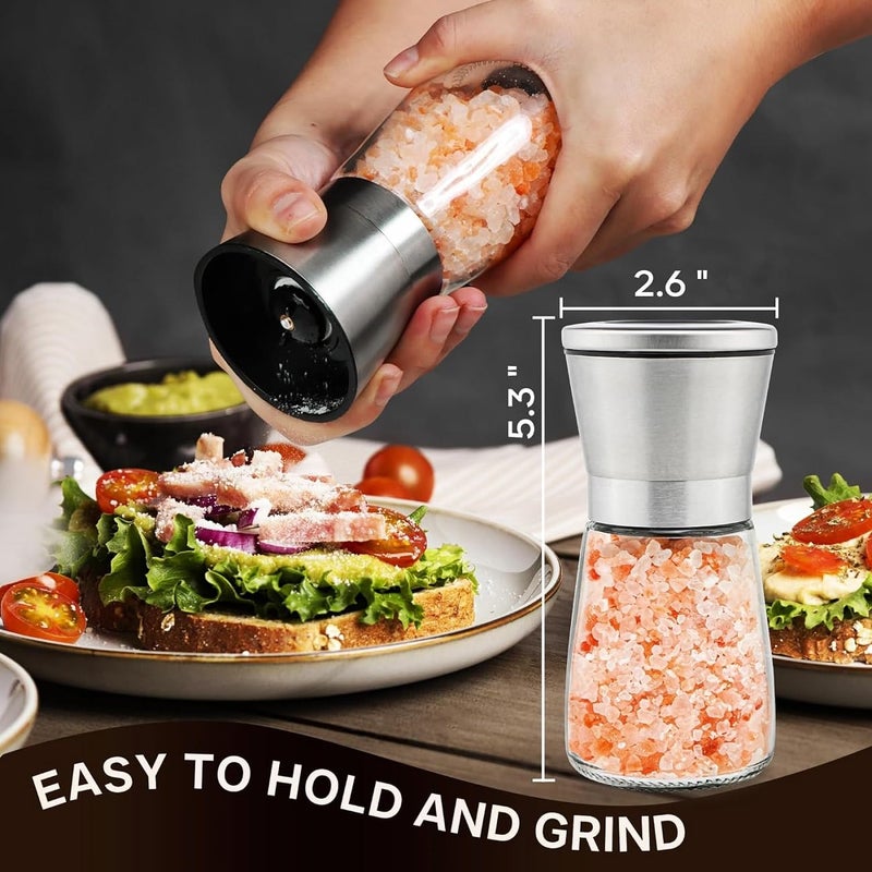 BENICCI Stainless Steel Spice Grinder Glass Steel Squeeze Pepper Grinder or Salt Shaker Spice Storage Adjustable Coarseness Setting Pepper Mill Salt Mill with Free Funnel652 2 Small Pepper - Image 3