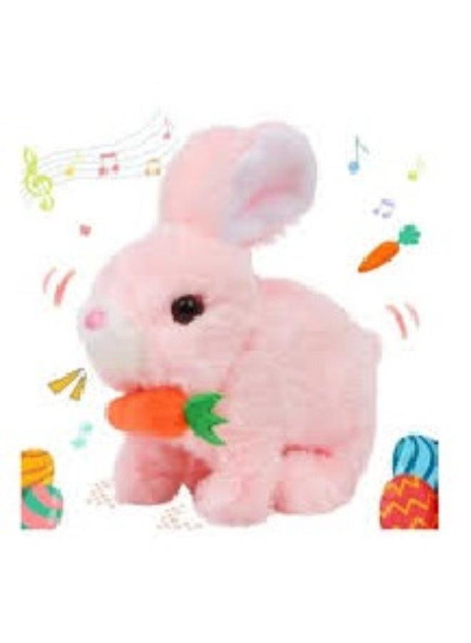 Interactive electronic stuffed bunny toy with sounds, a bunny that jumps with its nose and holds a carrot, a perfect gift for toddlers' birthdays. - Image 2