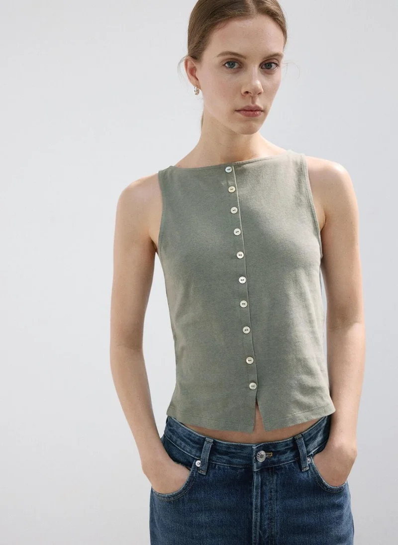 MANGO Cotton Gilet With Buttons