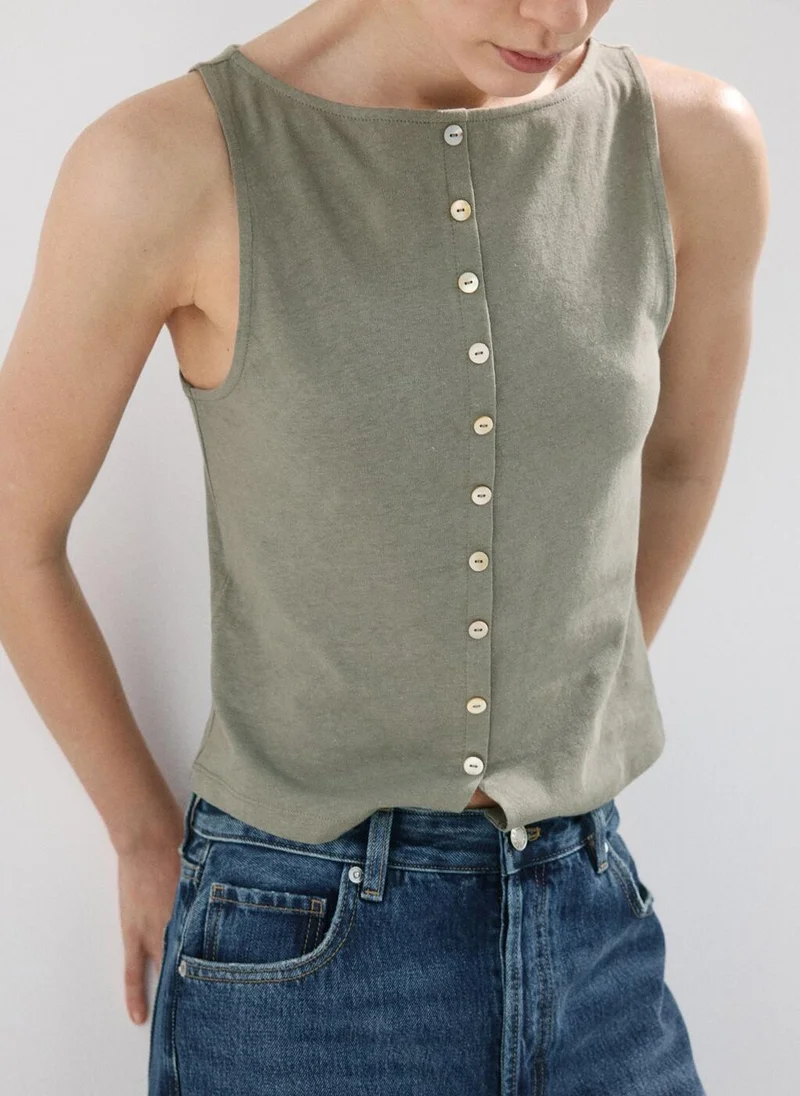 MANGO  Cotton Gilet With Buttons for Women | Best Price UAE