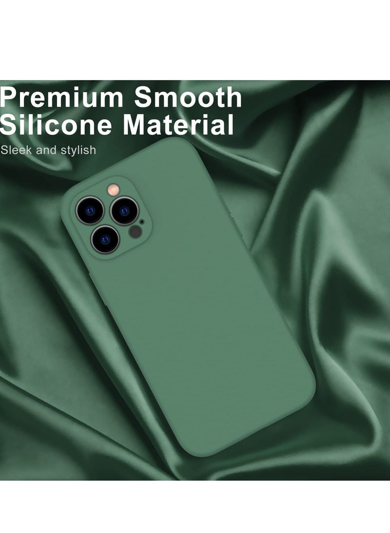iPhone 14 Pro Max Case with Screen Protector,Enhance Camera Protection,Soft Flexible Silicone Gel Rubber Cover,Slim Fit Shockproof Protective Phone Case for iPhone 14 Pro Max 6.7" Dark Green - Image 3
