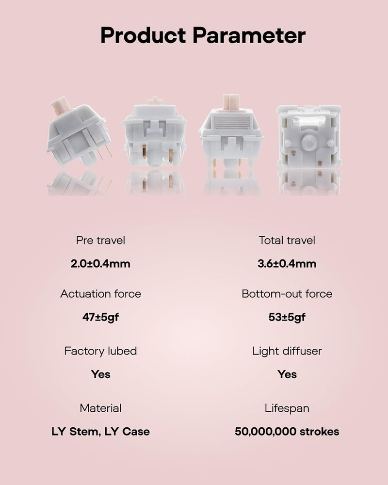 EPOMAKER Cream Marble 47gf Gaming Keyboard Switches, 35 PCS Linear Switch, 5-Pin Pre-Lubed Switch, Creamy Switches, Compatible with MX Keycaps for Mechanical Keyboard - Image 4