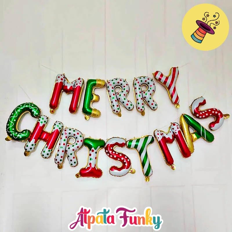 Atpata Funky 16Inch Merry Christmas Alphabetic Text Foil Balloons Donut Candy and Snow Frost Theme Festive Decor for Magical Holiday Xmas Celebrations - Image 2