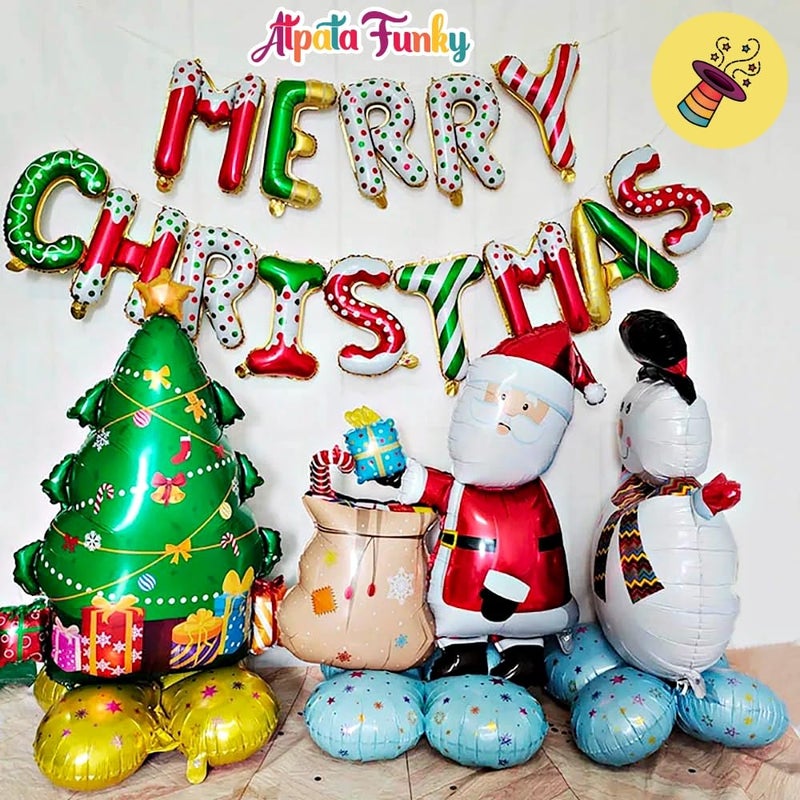 Atpata Funky 16Inch Merry Christmas Alphabetic Text Foil Balloons Donut Candy and Snow Frost Theme Festive Decor for Magical Holiday Xmas Celebrations - Image 4
