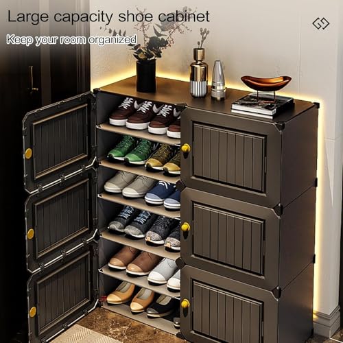 EXVITO 12 Tier Shoe Rack with Shelf, Folding Shoe Rack for Bedroom, Living Room,Entryway, Footwear Stand for Home, Organizer, ShoeRack Plastic | Plastic Shoes Rack for Home - Grey - Image 4