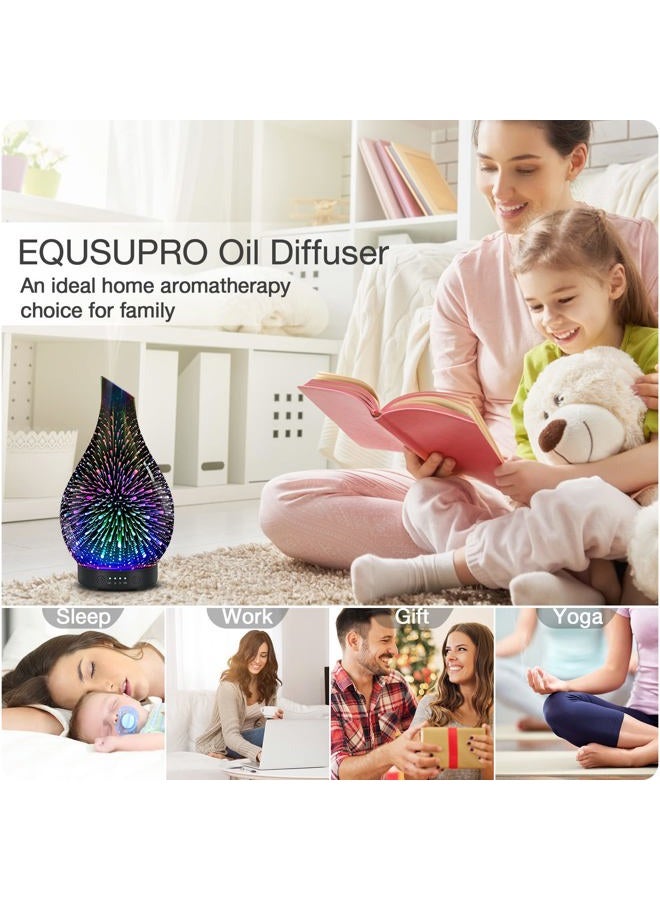 EQUSUPRO Essential Oil Diffuser Aromatherapy Diffuser- 120 ml Glass Ultrasonic Cool Mist Oil Diffuser, Whisper Quiet with Waterless Auto Shut-Off, 4 Timer Setting,7 Colors Night Light for Home (Silver) - Image 5
