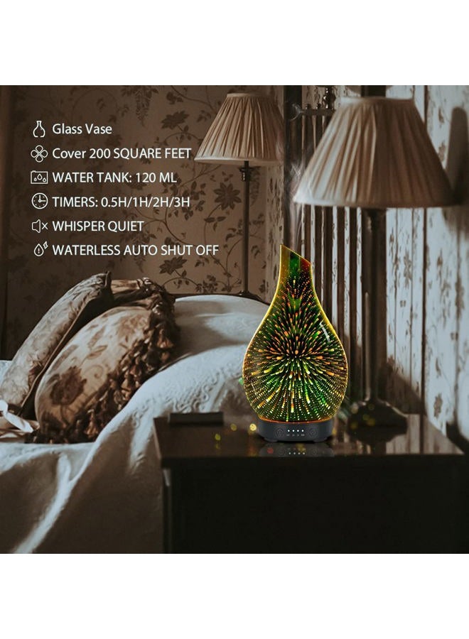 EQUSUPRO Essential Oil Diffuser Aromatherapy Diffuser- 120 ml Glass Ultrasonic Cool Mist Oil Diffuser, Whisper Quiet with Waterless Auto Shut-Off, 4 Timer Setting,7 Colors Night Light for Home (Silver) - Image 4