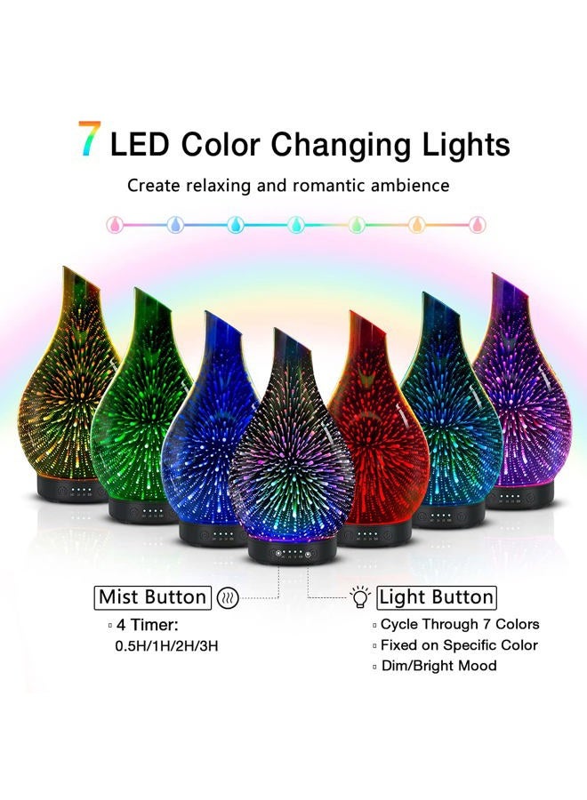EQUSUPRO Essential Oil Diffuser Aromatherapy Diffuser- 120 ml Glass Ultrasonic Cool Mist Oil Diffuser, Whisper Quiet with Waterless Auto Shut-Off, 4 Timer Setting,7 Colors Night Light for Home (Silver) - Image 3