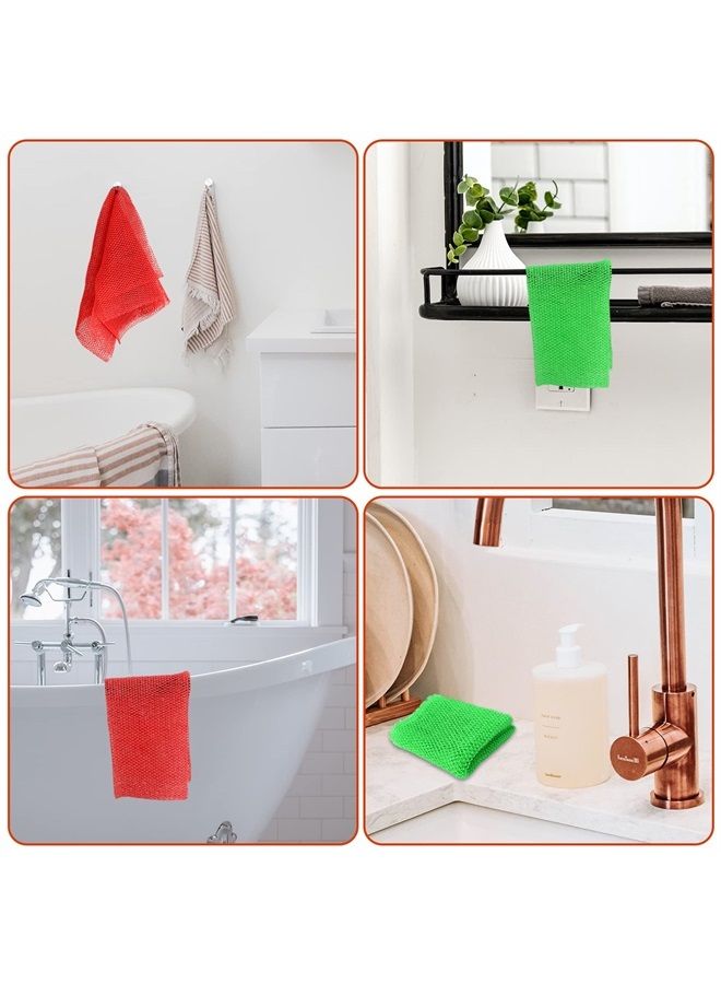 AbuQ 2 Pieces African net Sponge for exfoliating,African exfoliating net, African wash net, African Ghana Sapos scrubbing washcloth rag for Smoother Skin and Daily use (Pink Green)  - Image 4