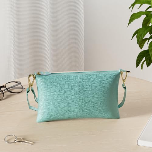 Beurlike Leather Wristlet Wallet Clutch Purses For Women Small Crossbody Phone Bags (Teal) - Image 2