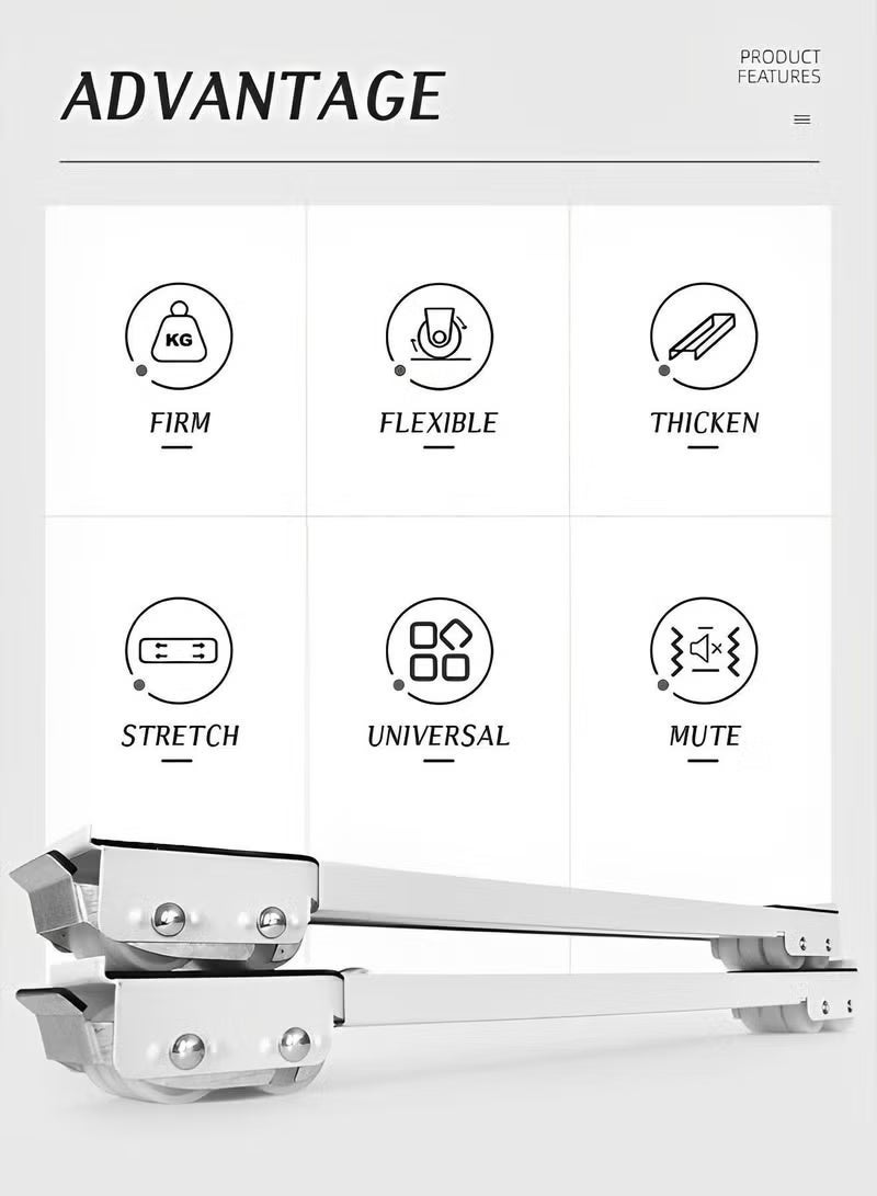 إلترازون قاعدة أجهزة قابلة للتعديل ذات قدرة تحمل عالية مع عجلات متحركة للغسالات، الثلاجات، المجففات، غسالات الصحون والمعدات – سعة تحميل 300 كجم، وسادات مضادة للانزلاق، فرامل قفل، تعديل سهل للارتفاع والعرض - Image 5