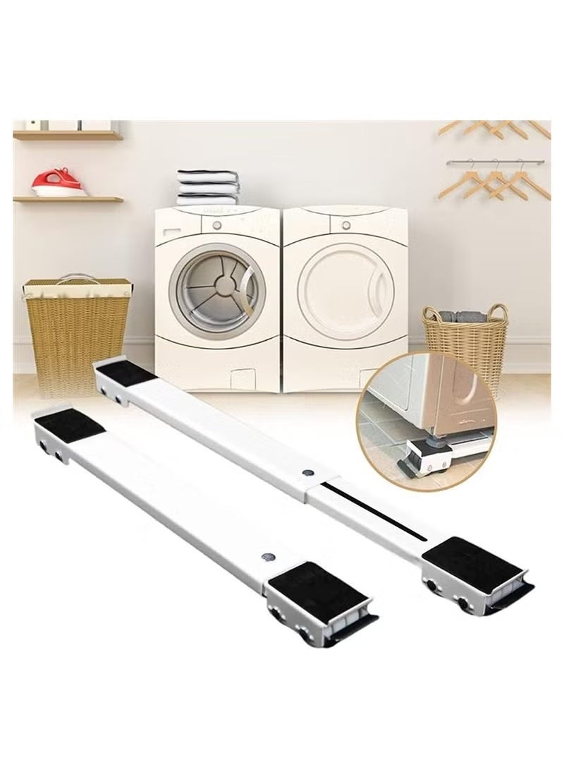إلترازون قاعدة أجهزة قابلة للتعديل ذات قدرة تحمل عالية مع عجلات متحركة للغسالات، الثلاجات، المجففات، غسالات الصحون والمعدات – سعة تحميل 300 كجم، وسادات مضادة للانزلاق، فرامل قفل، تعديل سهل للارتفاع والعرض - Image 1