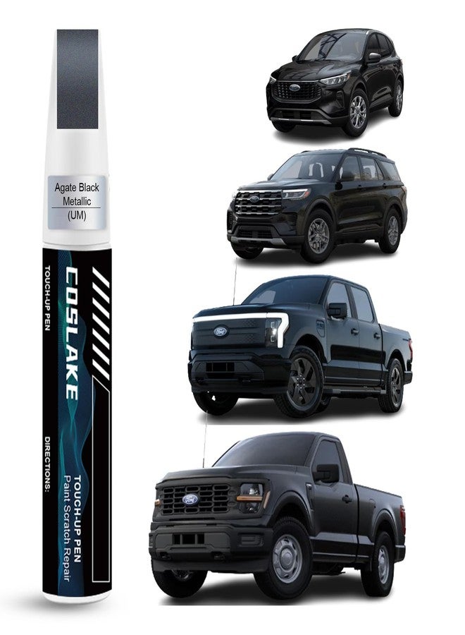COSLAKE Car Touch Up Paint(Agate Black Metallic(UM)) for Ford, Car Paint Scratch Repair Kit, Quick & Easy Solution to Repair, 2 in 1 Scratch Remover Pen with 2PCS Disposable Micro Applicators - Image 1