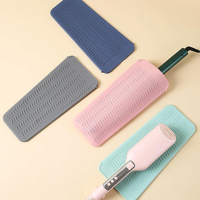 Flintronic Silicone Heat Resistant Mat Heat Resistant Silicone Mat Pouch for Curling Irons Heat Proof Protection Mat for Travel Home Salon Flat Iron Hair Styling Tools Pink
