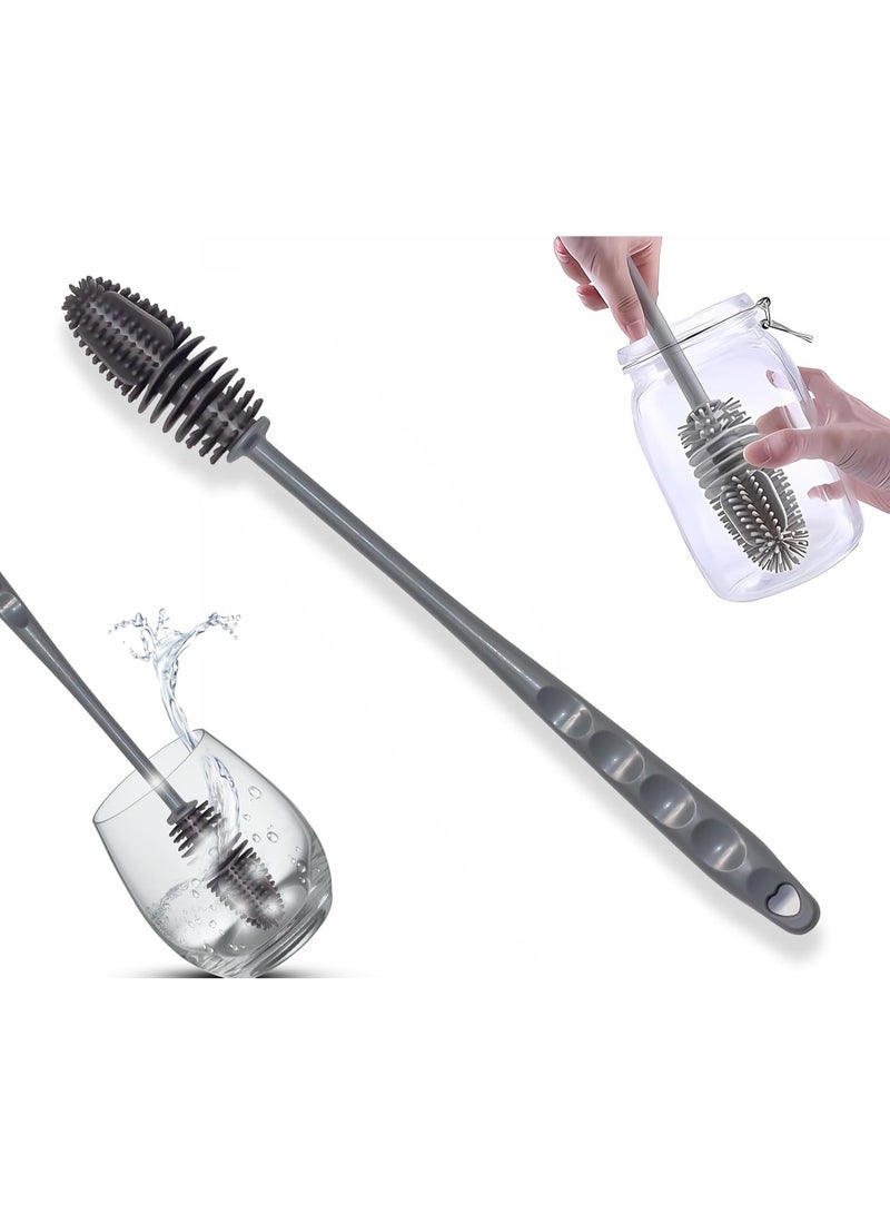 Multi-purpose silicone brush for cleaning baby bottles – long handle to reach deep places, scratch-free cleaning for glass, plastic and stainless steel – a hygienic and practical kitchen tool - Image 1