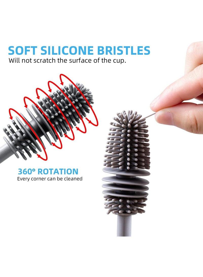 Multi-purpose silicone brush for cleaning baby bottles – long handle to reach deep places, scratch-free cleaning for glass, plastic and stainless steel – a hygienic and practical kitchen tool - Image 2