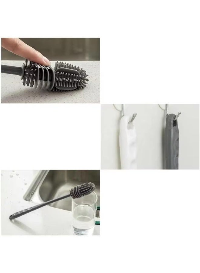 Multi-purpose silicone brush for cleaning baby bottles – long handle to reach deep places, scratch-free cleaning for glass, plastic and stainless steel – a hygienic and practical kitchen tool - Image 3