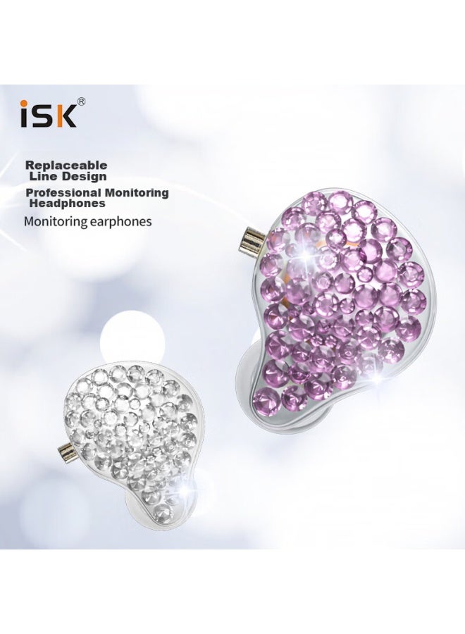 Isk Es80 Wired Monitoring Headphones, Pink And Purple, In-Ear, Professional, For And Music, High-Fidelity Hifi, Small Earphones, Karaoke, Music, Deep Bass, Compatible With Mobile Phones, Computers, Sound Cards, Universal Earplugs - Image 5