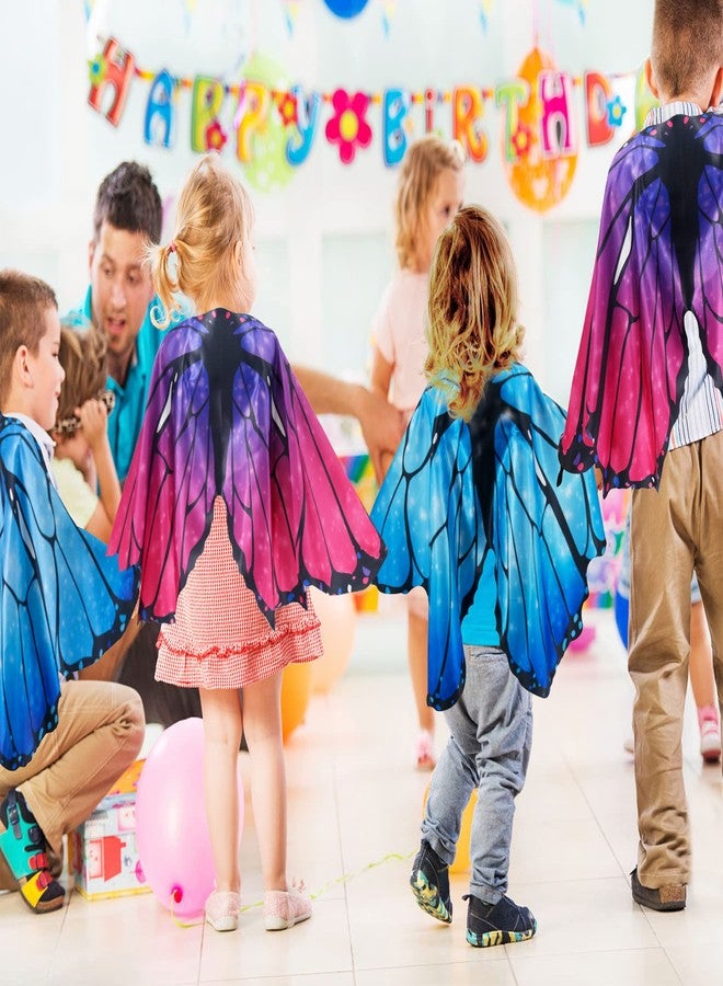 D.Q.Z Kids Monarch Butterfly Wings for Toddlers Girls Halloween Dress Up Costumes Children Fairy Party Favors (Blue) - Image 3