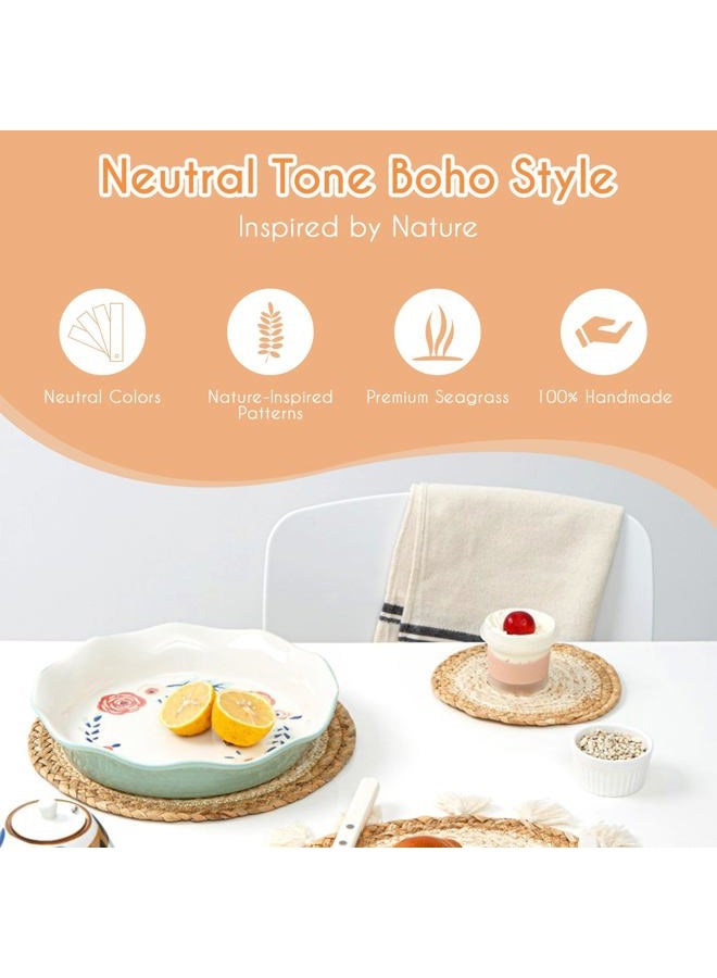 COM4SPORT 9PCS Boho Wall Baskets Set,Seagrass Rattan Wicker Basket Boho Wall Decor Boho Room Decor,Round Handmade Hanging Wall Basket Decor Wall Art for Farmhouse Living Room Bedroom Display Table Kitchen Home - Image 5