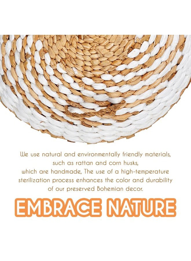 COM4SPORT 9PCS Boho Wall Baskets Set,Seagrass Rattan Wicker Basket Boho Wall Decor Boho Room Decor,Round Handmade Hanging Wall Basket Decor Wall Art for Farmhouse Living Room Bedroom Display Table Kitchen Home - Image 4