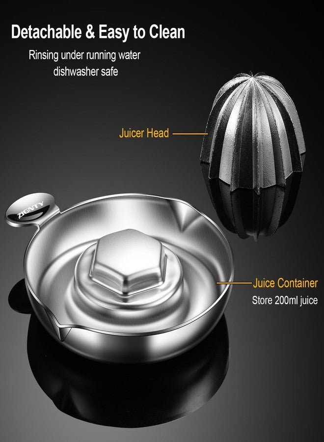 ZIGNTY Lemon Squeezer Stainless Steel, Heavy Duty Manual Hand Juicer, Premium Citrus Reamer Juicer Rotation, Lime Orange Fruit Squeezer, 200ML Container 2 Pour Spouts, Dishwasher Safe（5-Year Warranty） - Image 5