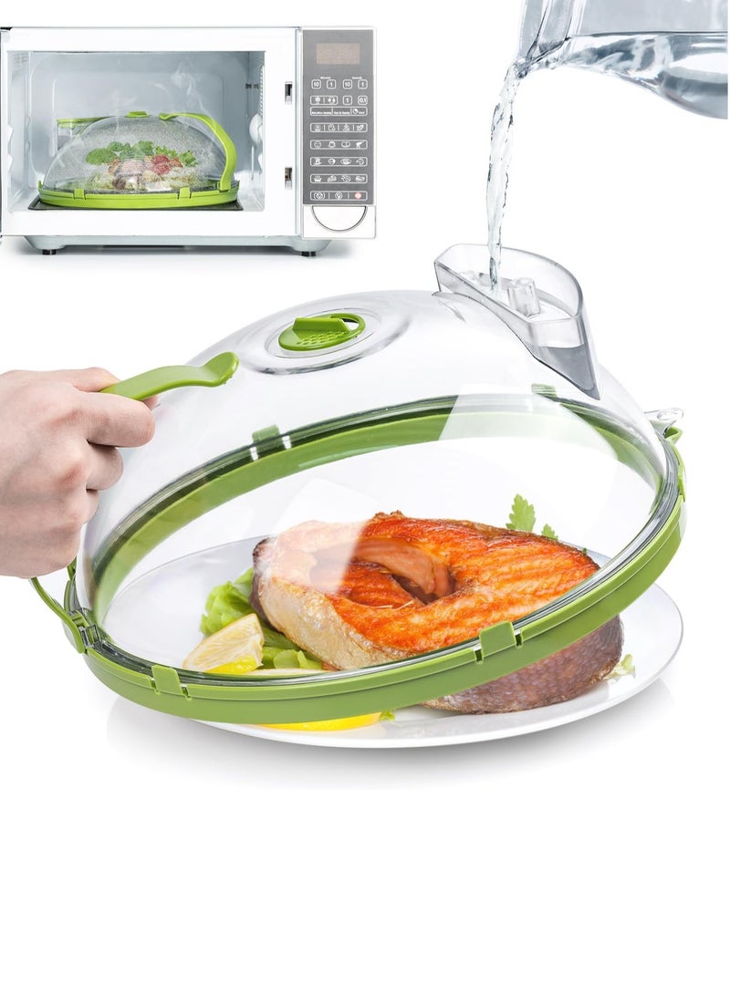 Microwave Cover for Food, Clear Microwave Splatter Cover with Handle and Water Storage Box, 10 Inch Plate Covers, Kitchen Gadgets and Accessories, House Essentials for New Home Gifts - Image 1