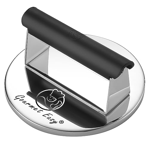 Gourmet Easy 2lb Smash Burger Press Stainless Steel, Burger Smasher for Griddle Heat Resistant Handle, Hamburger Press, Dishwasher Safe Grill Press for Griddle, Meat Press Griddle Press for Flat Top Grill Cooking - Image 1