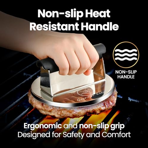 Gourmet Easy 2lb Smash Burger Press Stainless Steel, Burger Smasher for Griddle Heat Resistant Handle, Hamburger Press, Dishwasher Safe Grill Press for Griddle, Meat Press Griddle Press for Flat Top Grill Cooking - Image 2