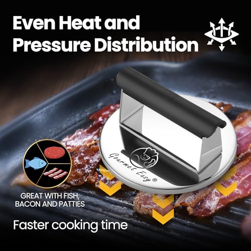 Gourmet Easy 2lb Smash Burger Press Stainless Steel, Burger Smasher for Griddle Heat Resistant Handle, Hamburger Press, Dishwasher Safe Grill Press for Griddle, Meat Press Griddle Press for Flat Top Grill Cooking - Image 3