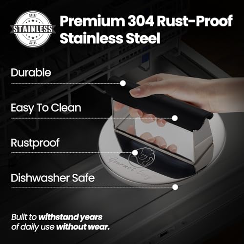Gourmet Easy 2lb Smash Burger Press Stainless Steel, Burger Smasher for Griddle Heat Resistant Handle, Hamburger Press, Dishwasher Safe Grill Press for Griddle, Meat Press Griddle Press for Flat Top Grill Cooking - Image 5