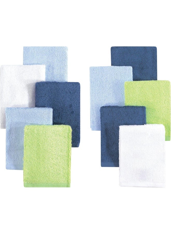 Little Treasure Unisex Baby Rayon from Bamboo Luxurious Washcloths, Denim Lime 10-Pack - Image 2
