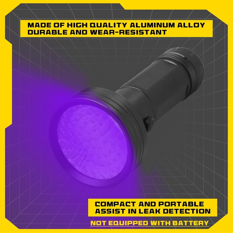 مجموعة أدوات كشف تسرب غاز التبريد Ac Wjl-6000 مع مصباح UV مكون من 68 LED ونظارات حماية صفراء من الأشعة فوق البنفسجية لتكييف الهواء HVAC لأنواع R22 وR410a وR134a (أصفر) - Image 5