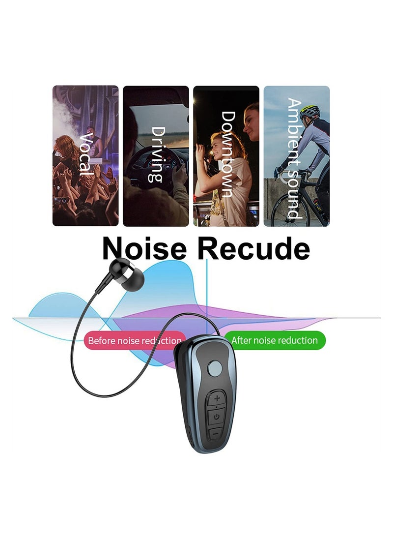 SYOSI - Retractable Wireless Bluetooth Earphone, Stereo Earphone V5.0 Noise Cancelling Mic Clip on Earpiece Comfortable HandsFree Headset, Business Headphones with One Ear for Driver, Bike, Sports - Image 1