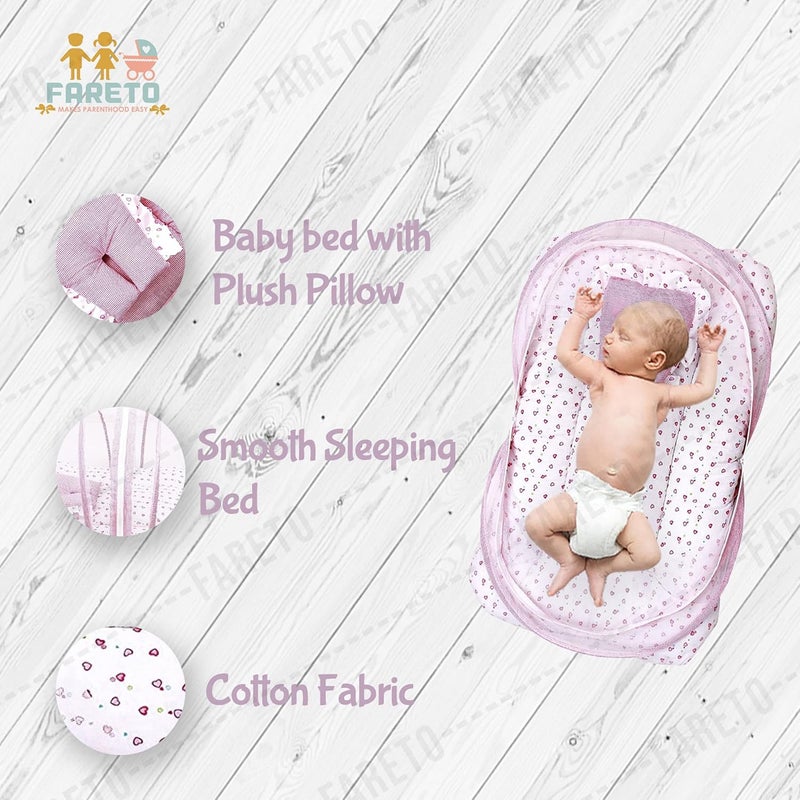 FARETO Baby Gift Pack Set Mattress with Net & Sleeping Bag(0-6 Months) Pink - Image 3