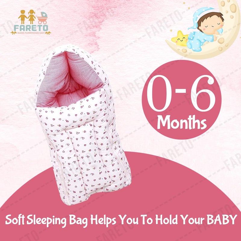FARETO Baby Gift Pack Set Mattress with Net & Sleeping Bag(0-6 Months) Pink - Image 4