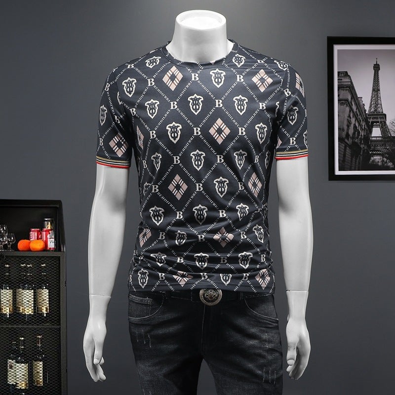Summer New Short-Sleeved Men's Casual Fashion Trendy Korean Style Men's Ice Silk Modal Men's T-Shirt - Image 1