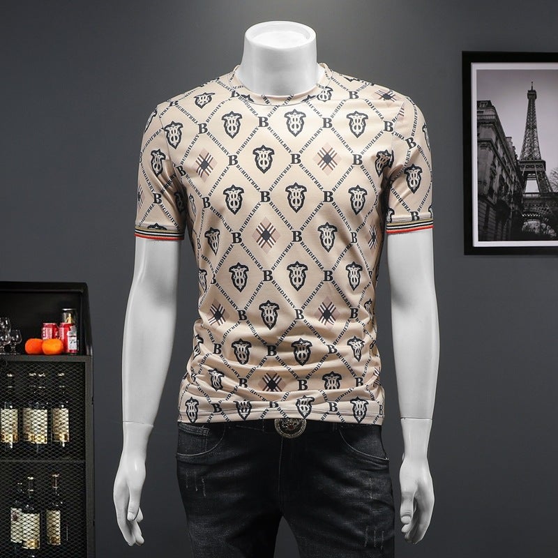 Summer New Short-Sleeved Men's Casual Fashion Trendy Korean Style Men's Ice Silk Modal Men's T-Shirt - Image 5