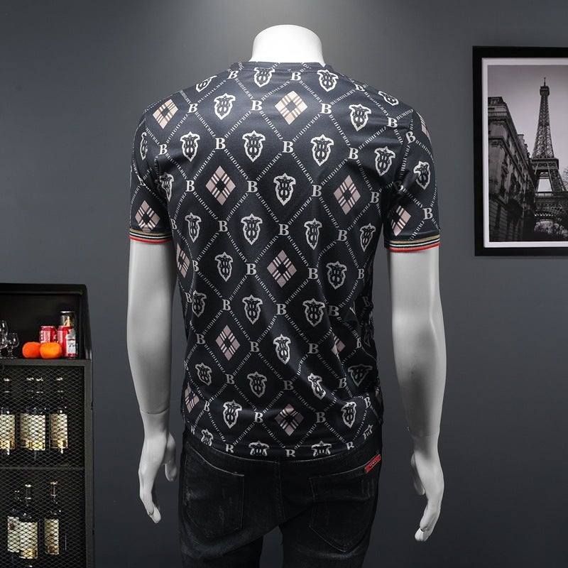 Summer New Short-Sleeved Men's Casual Fashion Trendy Korean Style Men's Ice Silk Modal Men's T-Shirt - Image 4