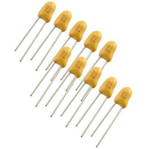 Tegg 10uF Tantalum Capacitor 10PCS 25V 2 Pin Dipped Tantalum Bead Capacitors Yellow - Image 1