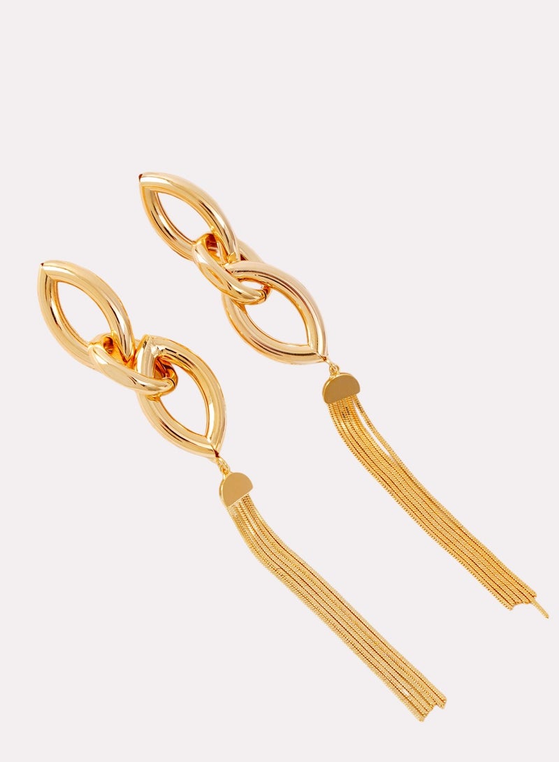 فاشون بيضاوي الشكل سلسلة ربط سلسلة مسمار القرط شرابة - Image 1